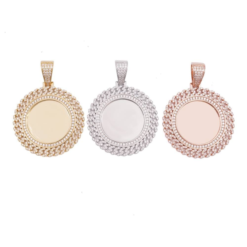 Juicx Moissanite Circle Cuban Photo Pendant