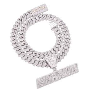 Juicx Moissanite Custom SHAKUR Pendant + Custom 4 Row 20MM Cuban Link Chain 14K Gold