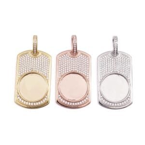 Juicx Moissanite Dog Tag Photo Pendant 14K Gold