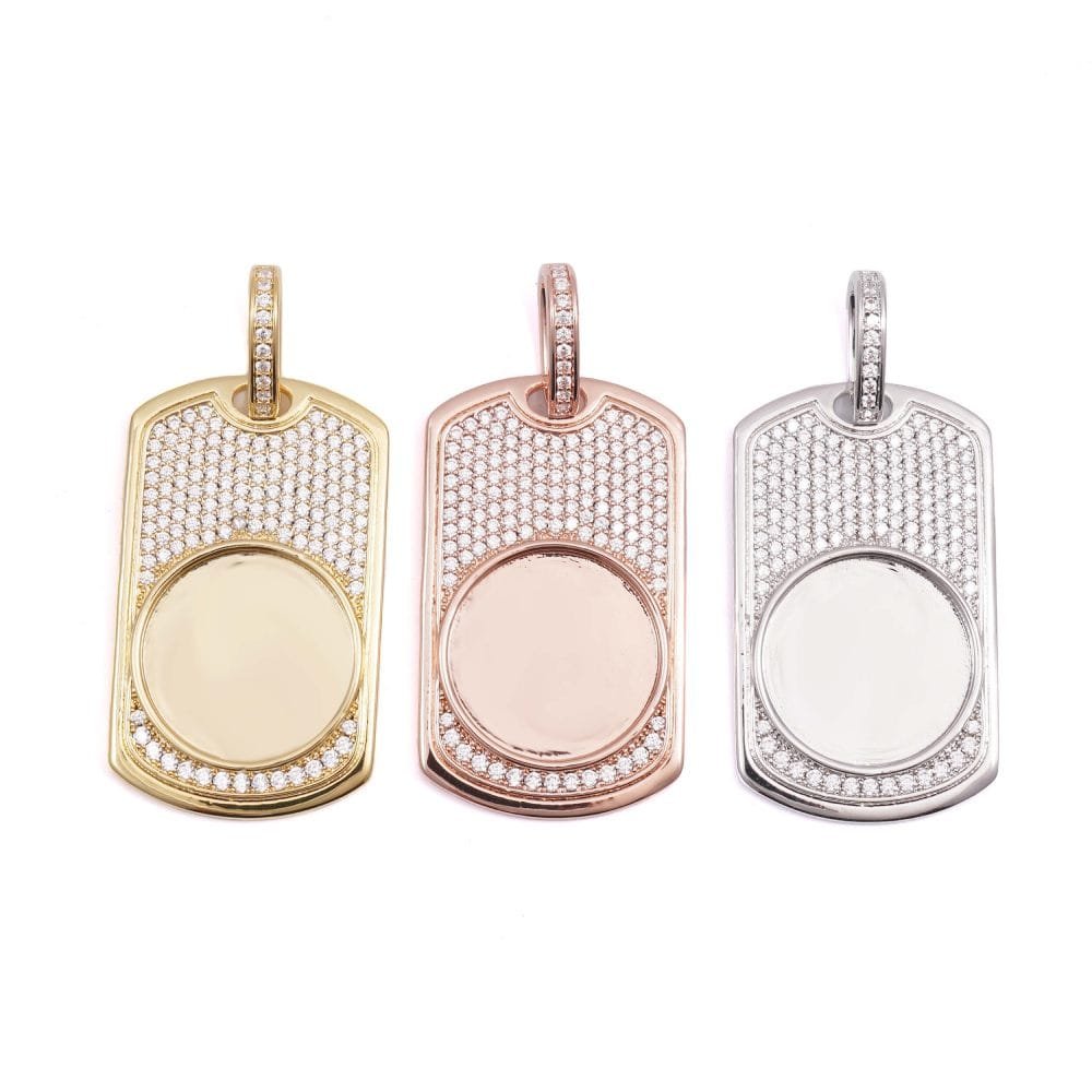 Juicx Moissanite Dog Tag Photo Pendant 14K Gold