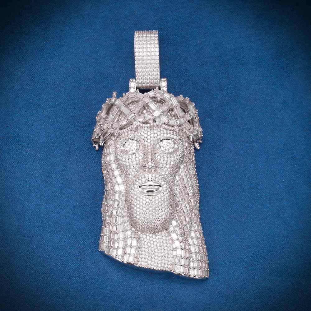 Juicx Moissanite Emerald Cut Cluster Jesus Pendant 14K Gold