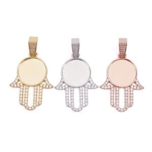 Juicx Moissanite Hamsa Hand Photo Pendant 14K Gold