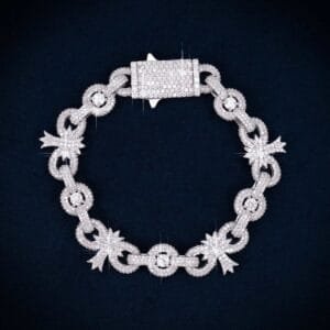Juicx 10MM Moissanite Palm Tree Cuban Link Bracelet 14K Gold