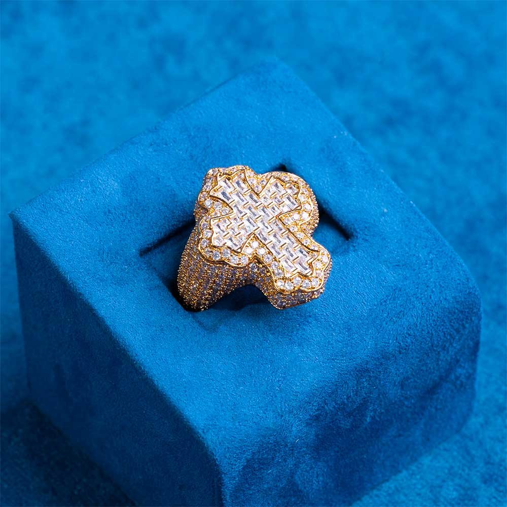 Juicx Moissanite Fleur Cross Ring 14K Gold
