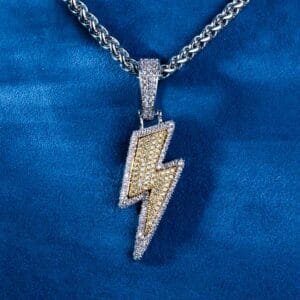 Juicx Moissanite Lightning Bolt Pendant 14K Gold