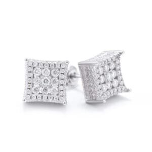 Juicx Side Halo Square Moissanite Earrings 14K Gold