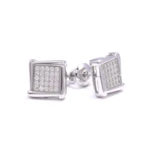Juicx Solid Edge Moissanite Square Earrings 14K Gold