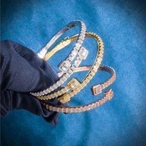 Juicx Thin Baguette Bangle Bracelet 14K Gold