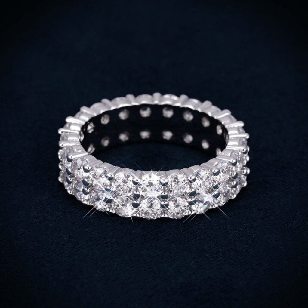 Juicx VVS 2-Row Iced Band Ring 14K Gold