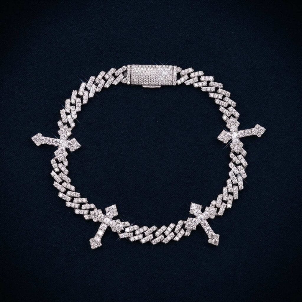 Juicx 6MM VVS Cross Cuban Link Bracelet 14K Gold