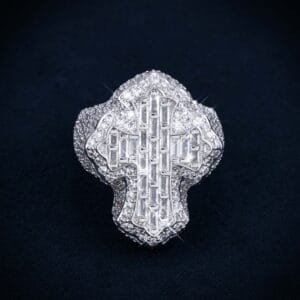 Juicx VVS Fleur Cross Ring 14K Gold