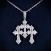 Juicx VVS Triple Cross Pendant 14K Gold