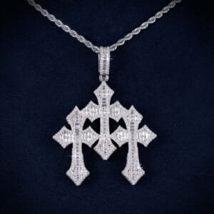 Juicx VVS Triple Cross Pendant 14K Gold