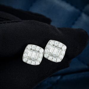 Juicx 10MM Baguette Moissanite Stud Earrings 14K Gold