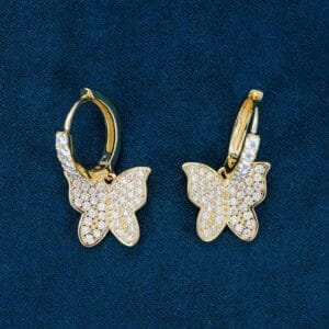 Juicx Moissanite Butterfly Earrings 14K Gold