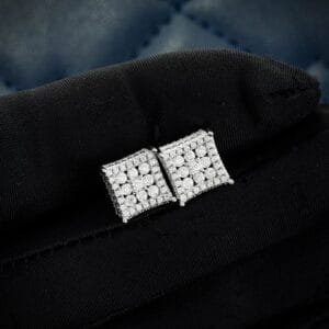 Juicx 9MM Moissanite Square Cluster Earrings 14K Gold