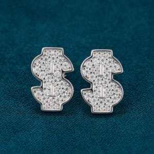 Juicx Moissanite Dollar Sign Earrings 14K Gold