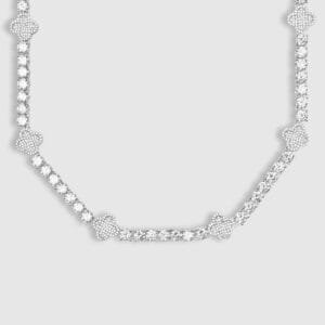Juicx 5MM Four Leaf Moissanite Tennis Chain 14K Gold