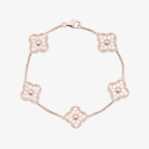 Juicx Four Leaf Rose Gold Moissanite Motif Bracelet