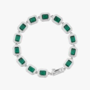 Juicx Green Baguette Halo Moissanite Bracelet