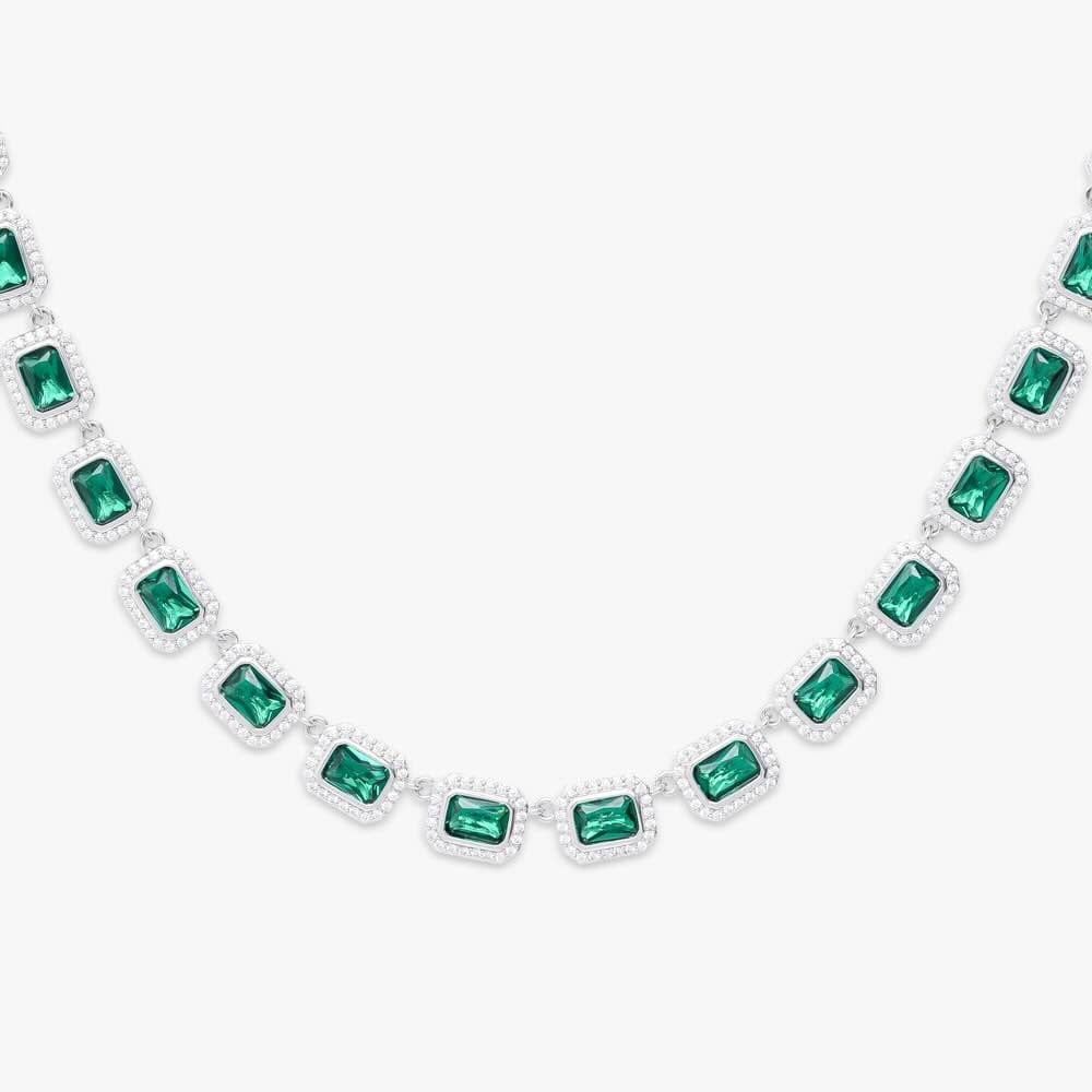 Juicx Green Baguette Halo Moissanite Chain