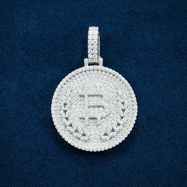 Juicx Moissanite Bitcoin Pendant 14K Gold