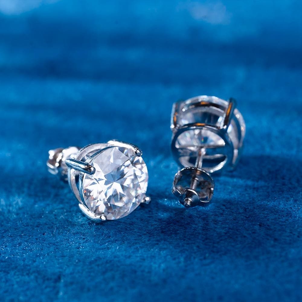 Juicx 10MM Round Moissanite Stud Earrings