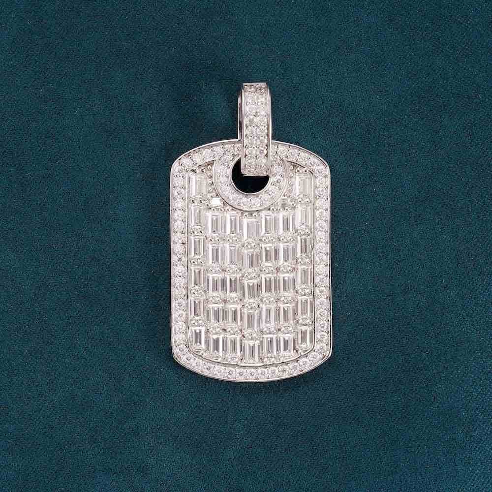Juicx Moissanite Baguette Dog Tag Pendant 14K Gold
