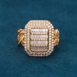 Juicx Moissanite Signet Miami Cuban Link Ring 14K Gold