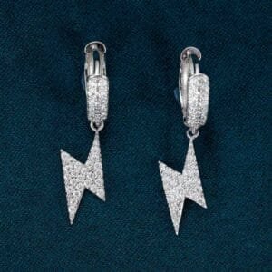 Juicx Moissanite Lightning Bolt Hoop Earrings 14k Gold