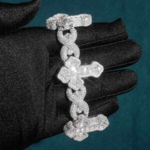 Juicx 15MM Moissanite Cross Infinity Link Bracelet