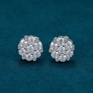 Juicx Diamond Flower Cluster Stud Earrings 14K Gold | 10MM
