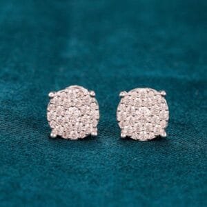 Juicx 10MM Moissanite Cluster Stud Earrings 14K Gold