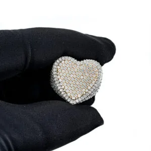 Juicx Two Tone Moissanite Heart Shaped Ring 14K Gold
