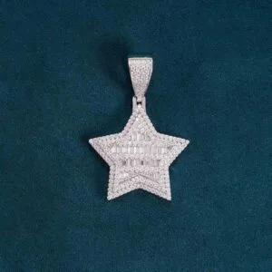 Juicx Moissanite Baguette Star Pendant 14K Gold