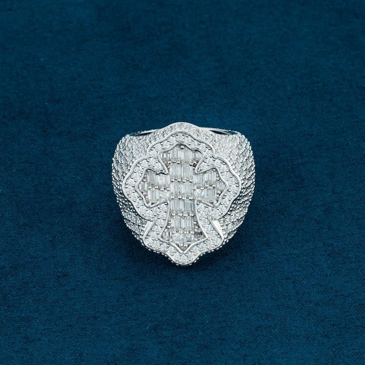 Juicx Moissanite Cross Ring 14K Gold