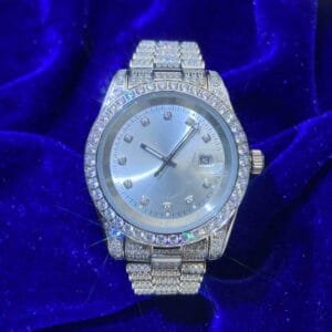 Juicx Moissanite Presidential Watch | White Face | 41MM | 13.3CT Iced Out | 14K White Gold