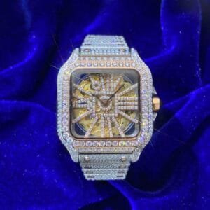 Juicx Moissanite Skeleton Watch | 42MM | 14K Rose Gold | 14.1CT Bust Down