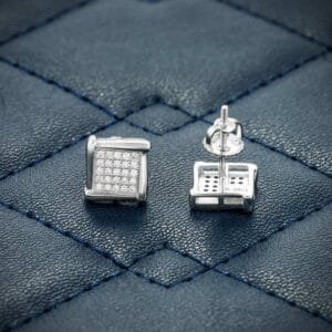 Juicx 8MM Moissanite Square Cluster Earrings 14K Gold