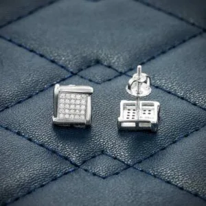 Juicx 8MM Moissanite Square Cluster Earrings 14K Gold