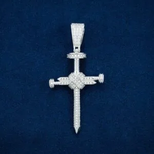 Juicx Moissanite Nail Cross Pendant 14K Gold