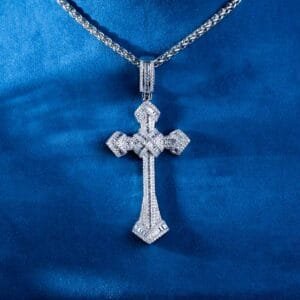 Juicx Moissanite Wrapped Cross Pendant 14K Gold