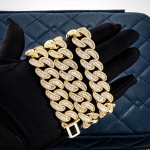 Juicx 20MM Baguette Moissanite Miami Cuban Link Chain 14K Gold