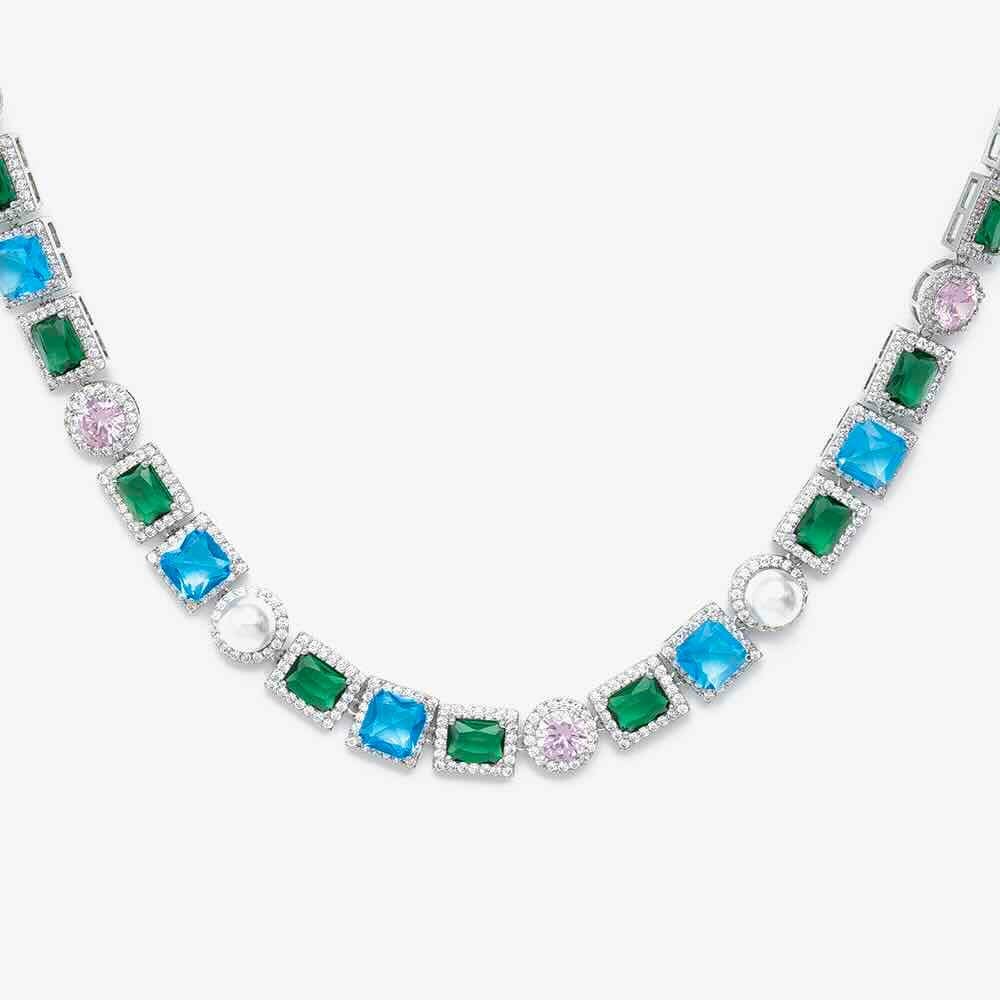Juicx Multi Gemstone Halo Moissanite Chain