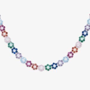 Juicx Multi Gemstone Moissanite Flower Chain