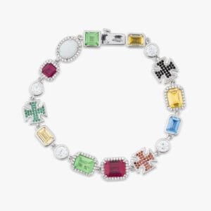 Juicx Multi Gemstone Moissanite Motif Bracelet