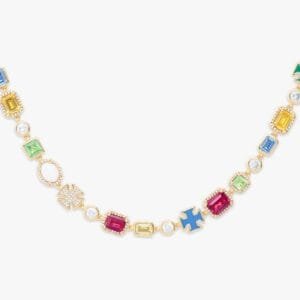 Juicx Multi Gemstone Moissanite Motif Chain