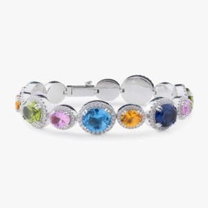 Juicx Multi Gemstone Oval Cut Moissanite Bracelet