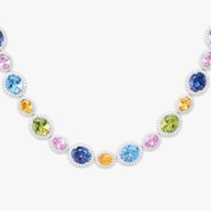 Juicx Multi Gemstone Oval Cut Moissanite Chain