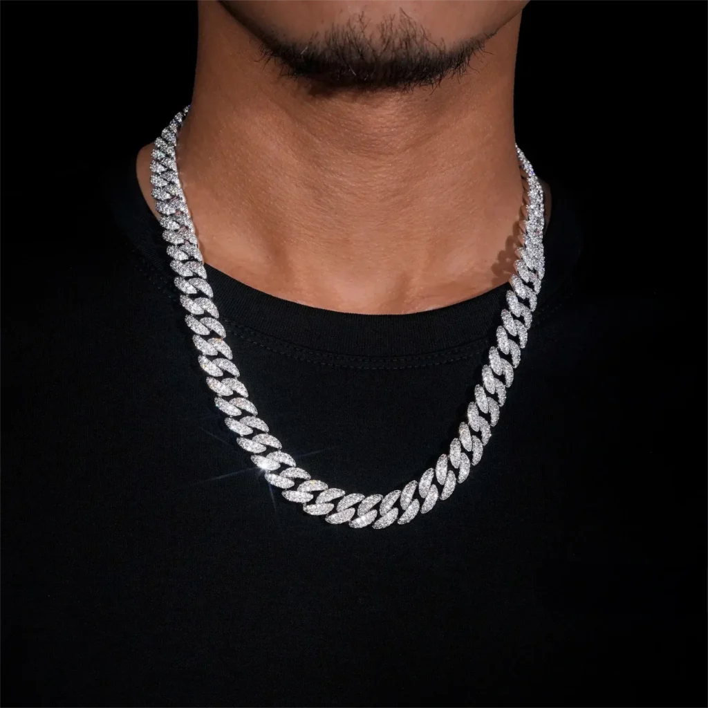 Juicx 10MM Moissanite Prong Miami Cuban Link Chain 14K Gold